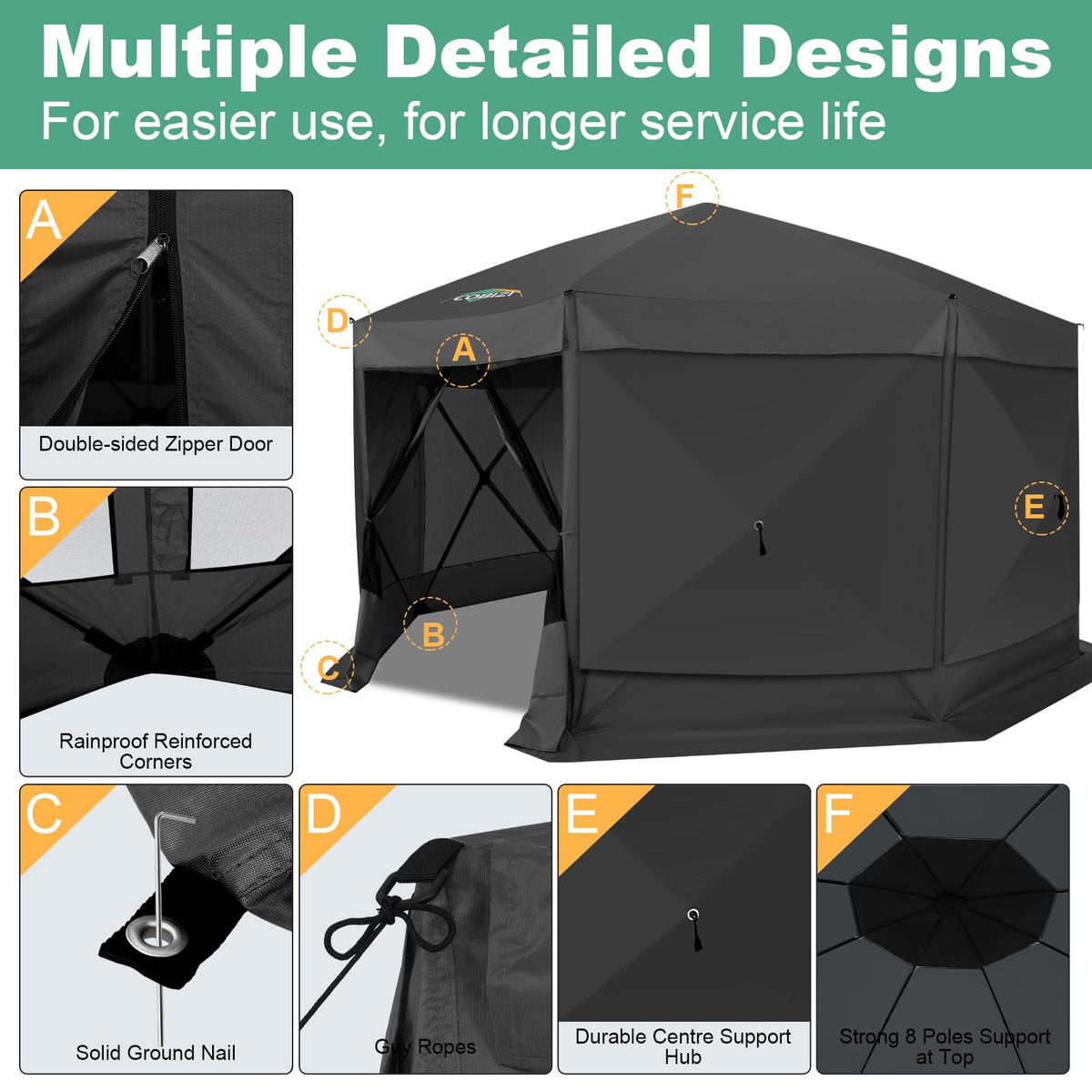 COBIZI 15x15 pop up gazebo with optional sidewalls for customizable ventilation
