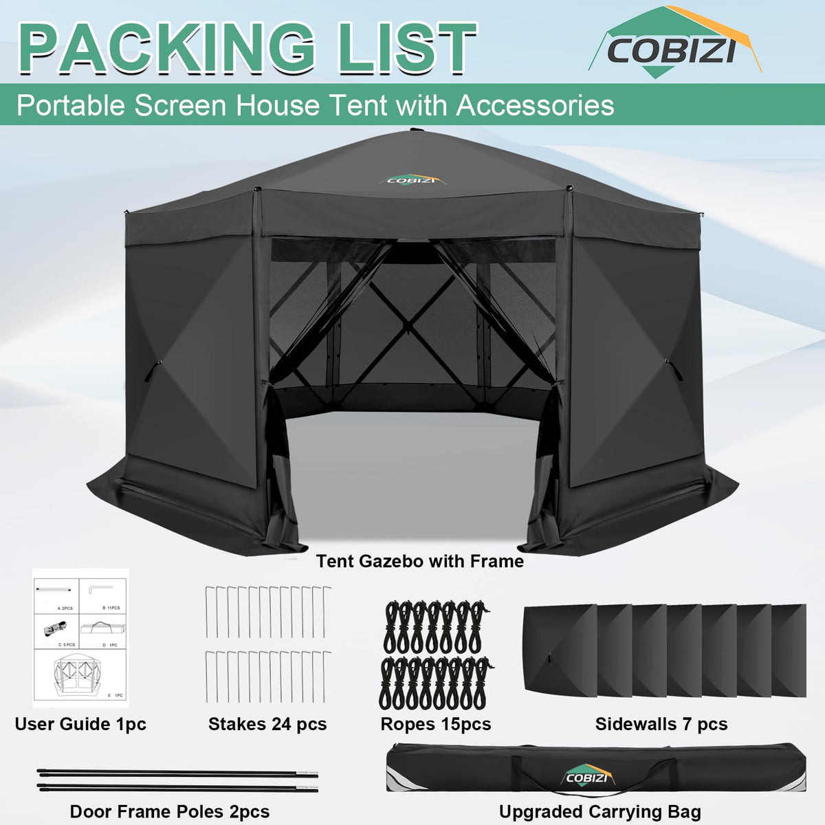 COBIZI 15x15 pop up gazebo with wind stakes for stable setup