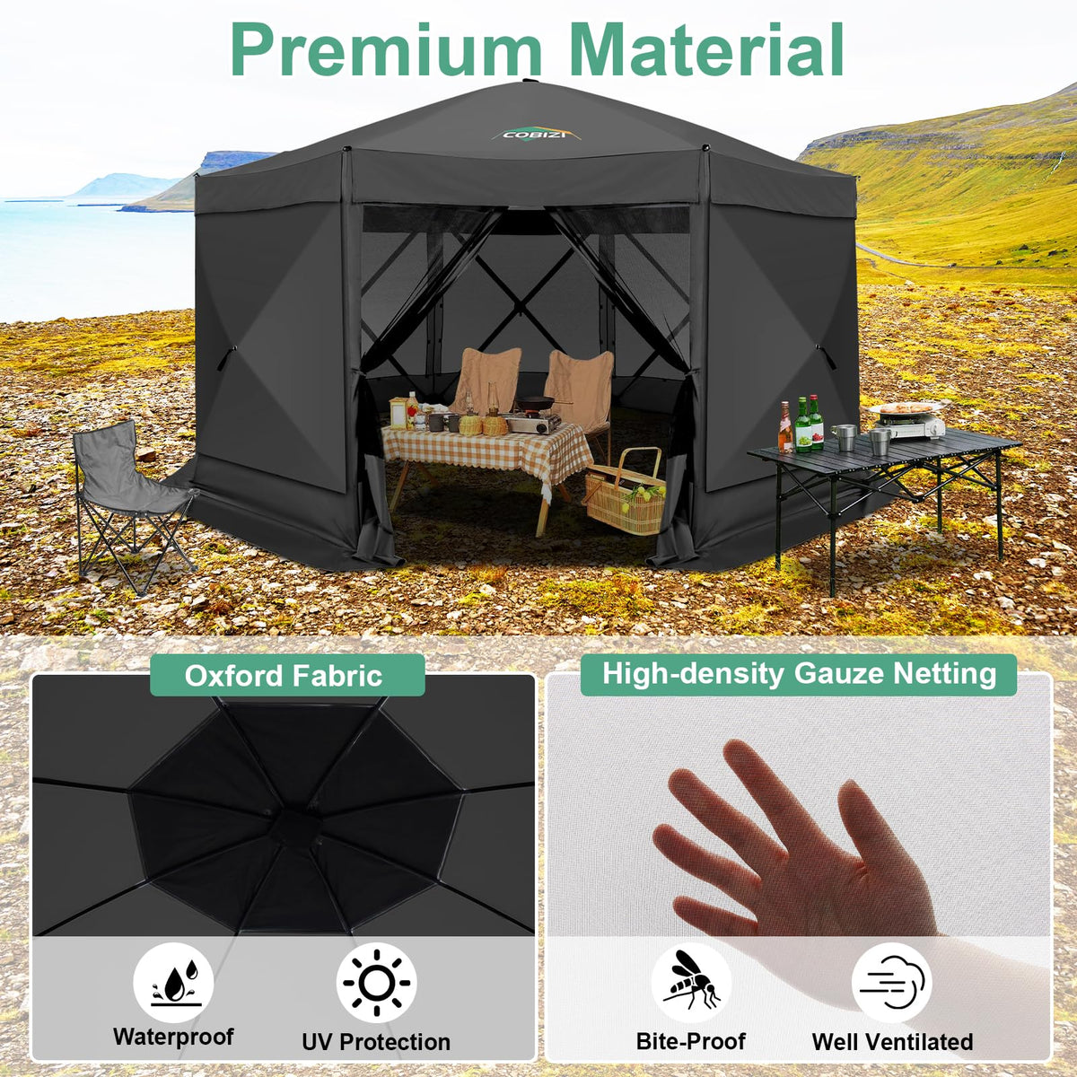 COBIZI 15x15 pop up gazebo used year-round with removable panels