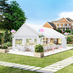 COBIZI 20x20 tent front view shows shaded outdoor space for gatherings