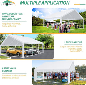 COBIZI 20x20 tent wind-stable setup with anchors