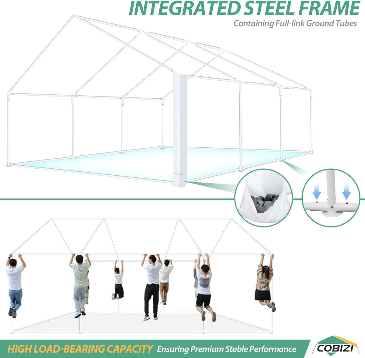 COBIZI 20x20 tent with ten window panels for natural light