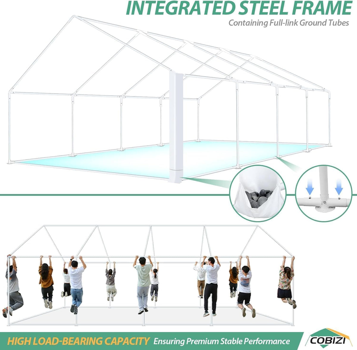 COBIZI 20x30 party tent chapel-style windows enhance ventilation and comfort.
