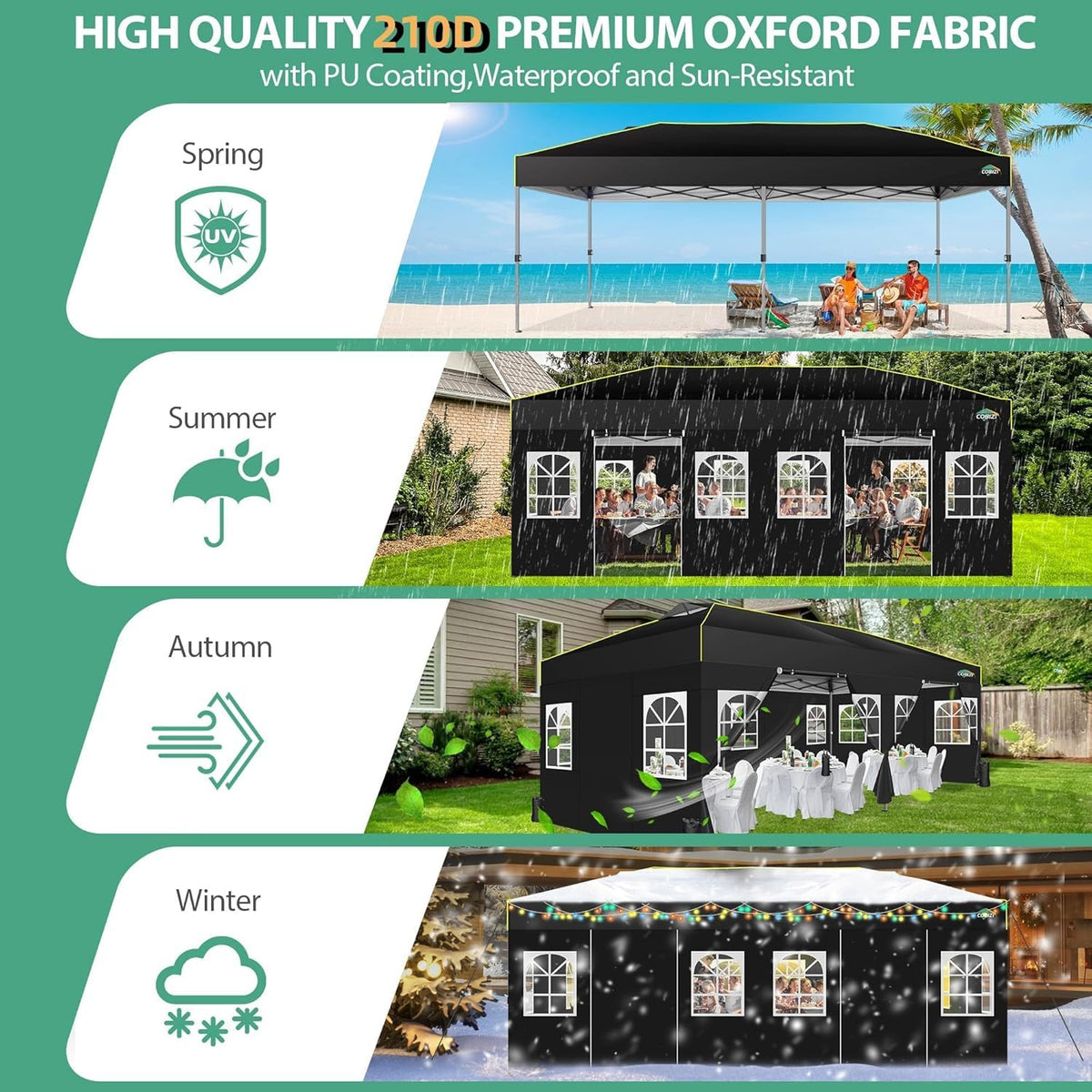 COBIZI 210D Oxford fabric with UV coating protects attendees from sun