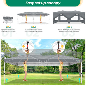 COBIZI canopy center-lock button enables quick setup without tools