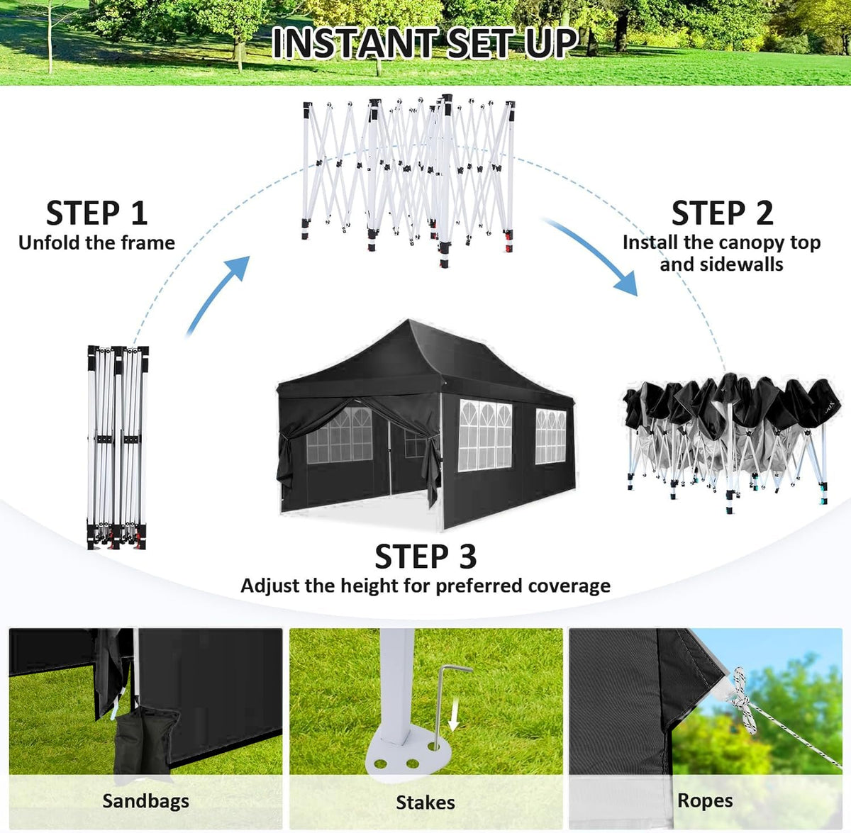 COBIZI canopy setup in minutes with intuitive thumb lock system for easy assembly