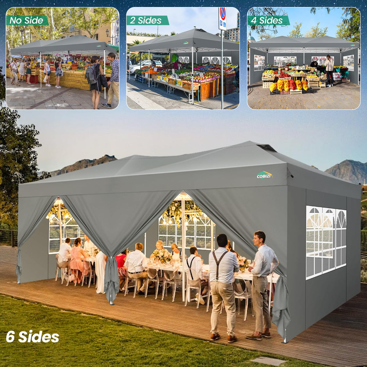 COBIZI canopy silver-plated lining reduces interior heat and blocks UV
