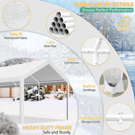 COBIZI carport built-in sandbags stabilize the shelter on any surface.