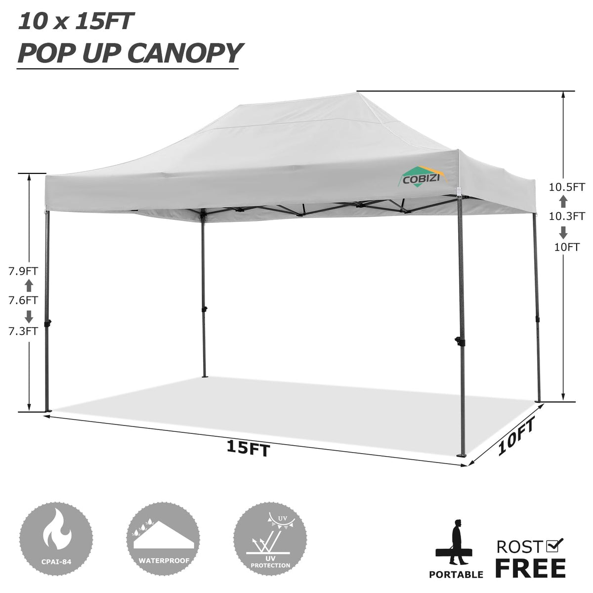 COBIZI carry bag keeps canopy components organized for easy transport.