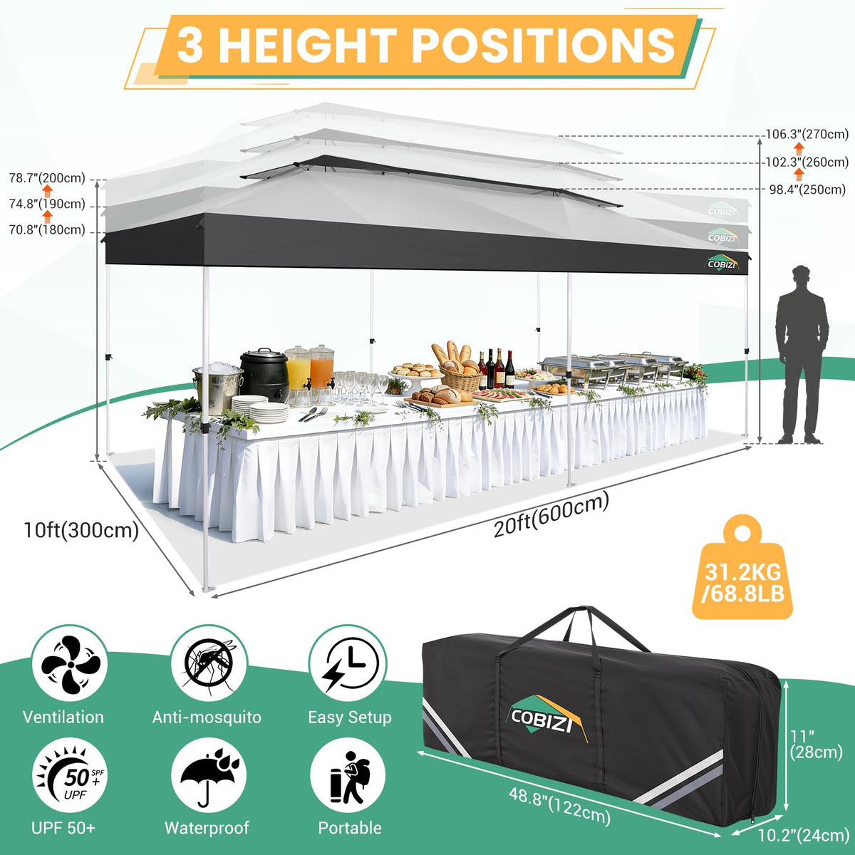 COBIZI carry bag and frame simplify transport and storage