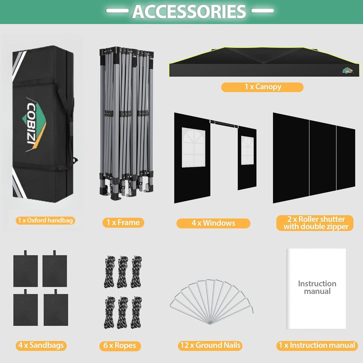 COBIZI carry bag and accessories organize canopy for transport