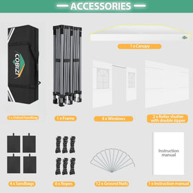 Complete kit with sandbags, stakes, wind ropes and carry bag