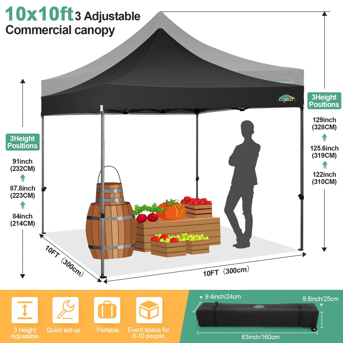 COBIZI height-adjustable canopy suits various spaces and occasions
