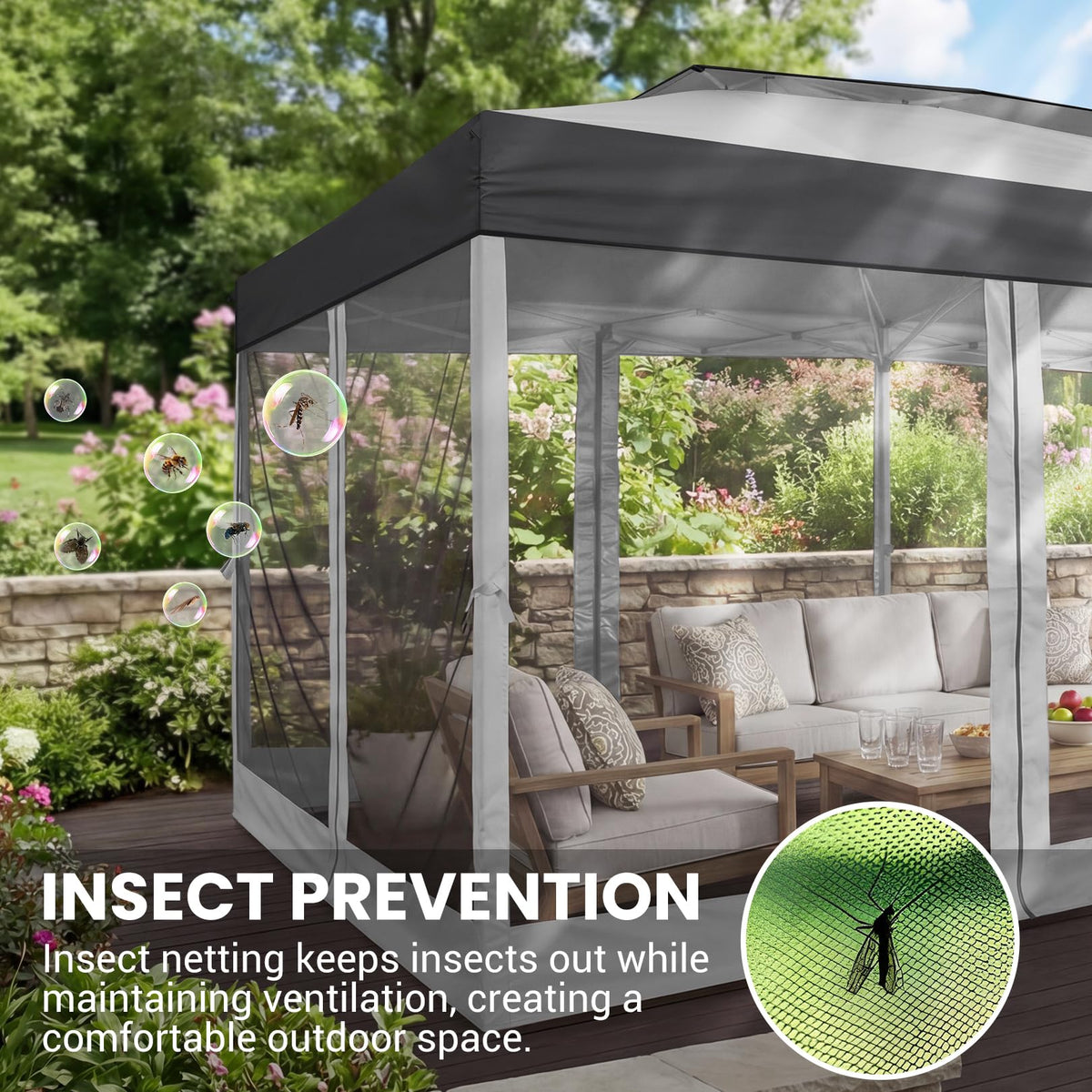 COBIZI pop-up gazebo features a dual-top vent for cooler airflow