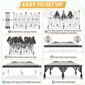 COBIZI ropes, stakes, and sandbags stabilize the setup