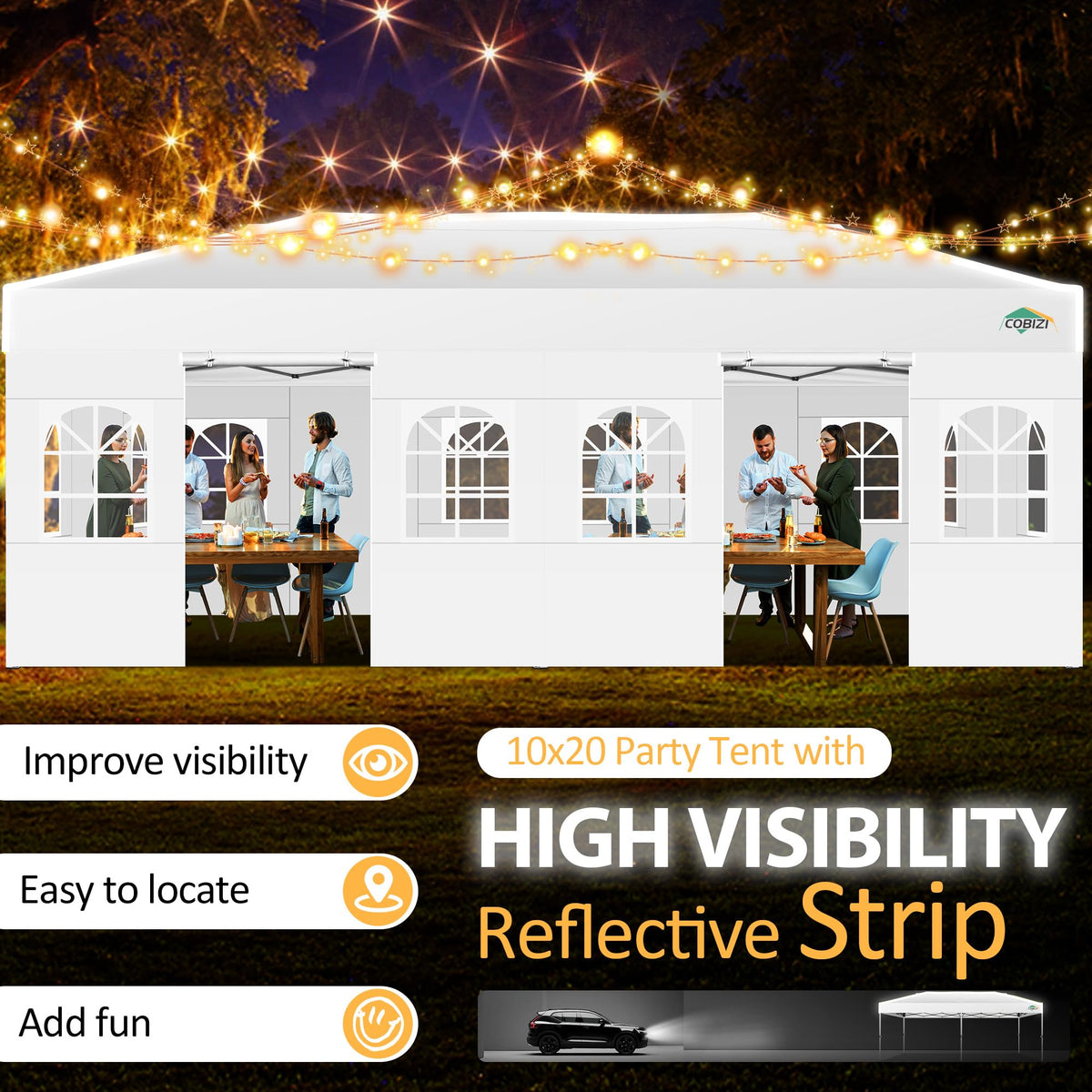 Rust-resistant steel frame keeps COBIZI canopy stable outdoors