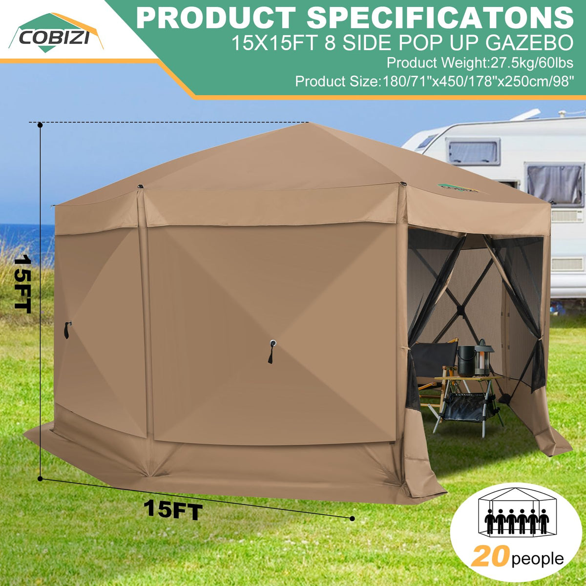 COBIZI seven removable side panels customize airflow and coverage