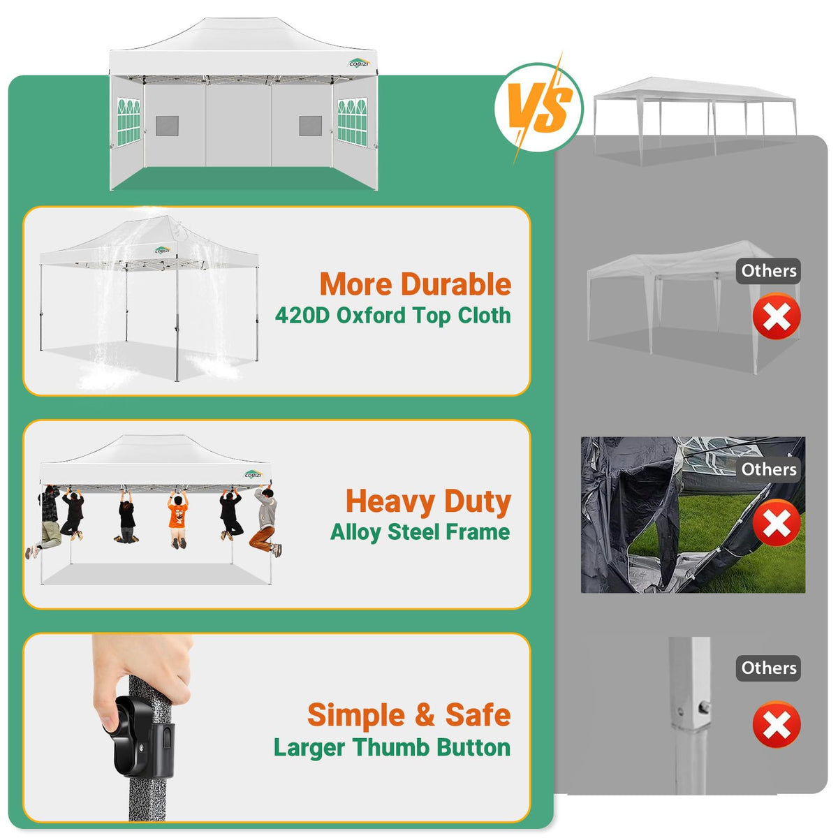 COBIZI sidewall with zipper enables easy enclosure and access during events.