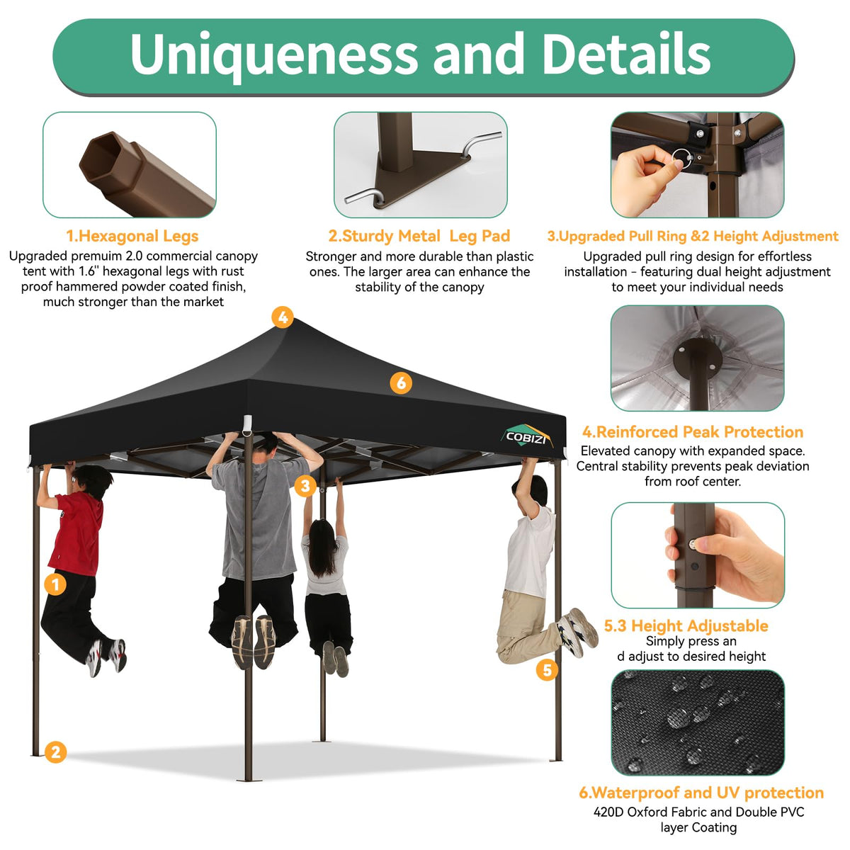 COBIZI sidewalls installed for flexible shade and wind protection