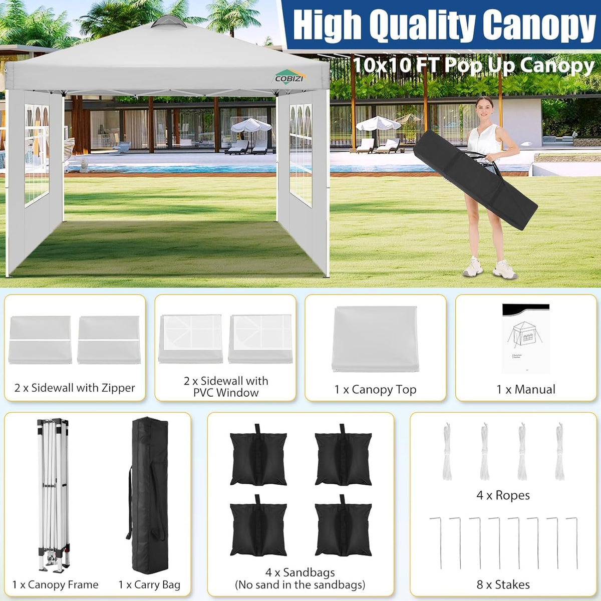 COBIZI sidewalls-removable allow flexible enclosure for changing weather.