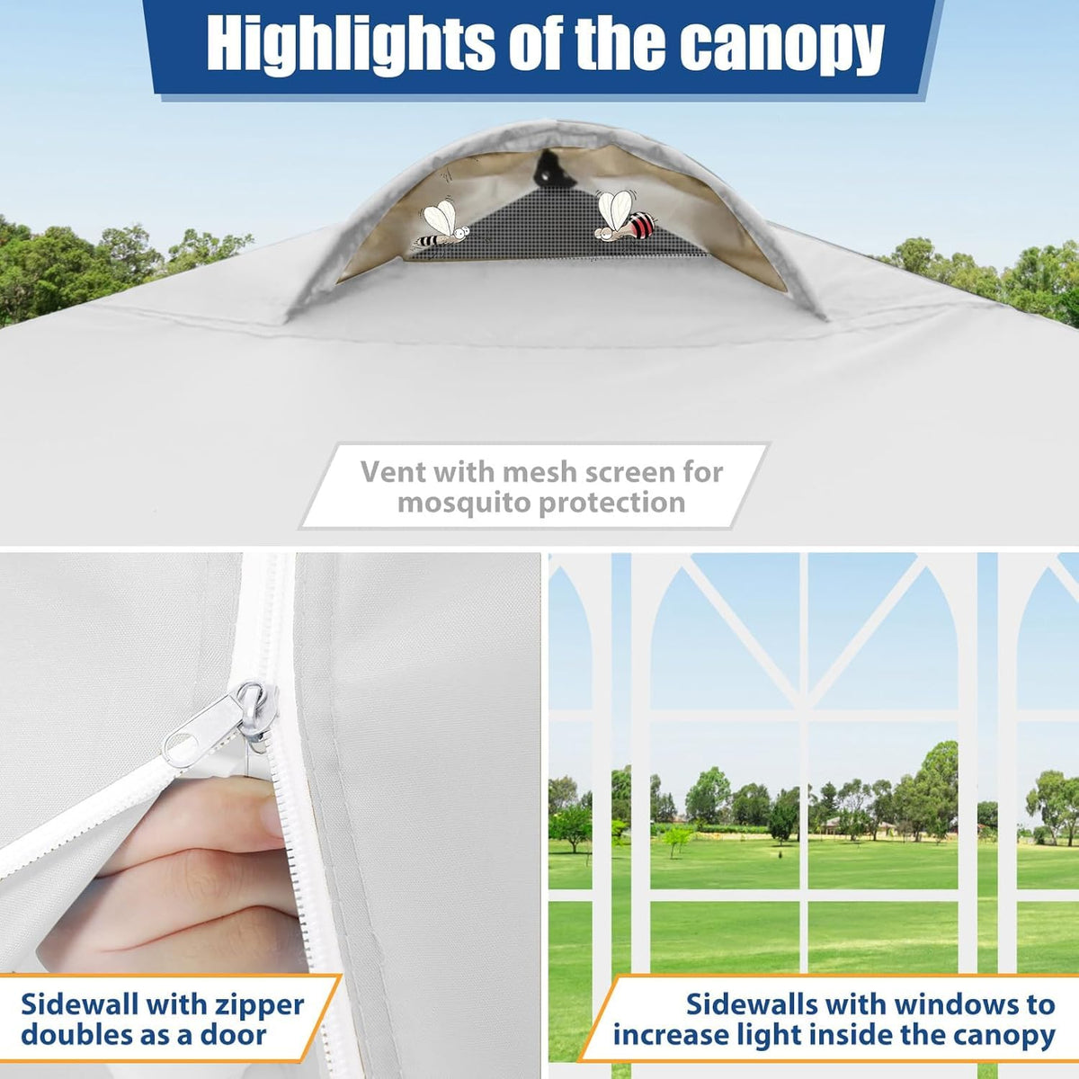 COBIZI silver-pu-coating-uv-protection keeps guests shaded.