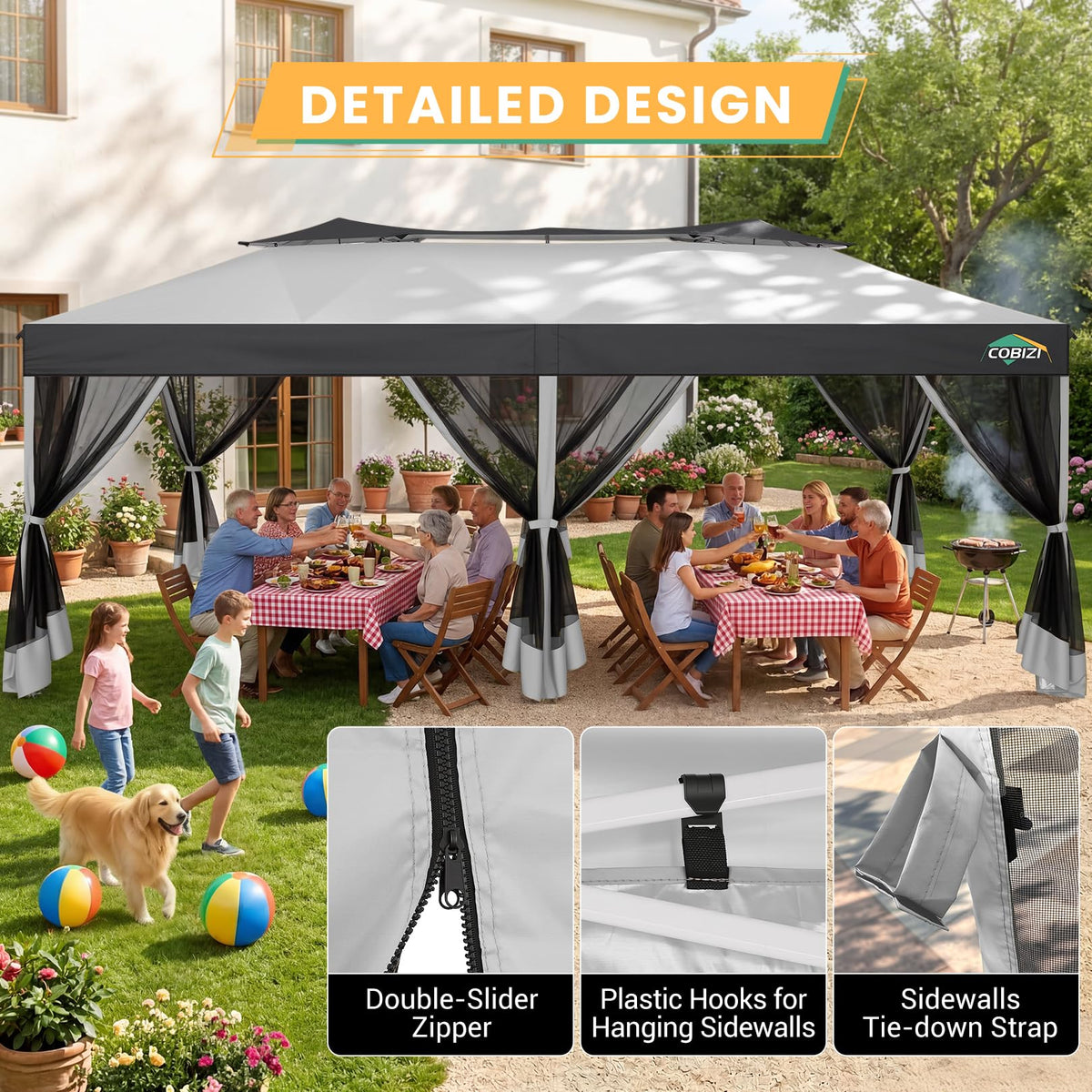 COBIZI waterproof UPF 50+ fabric shields from sun and rain