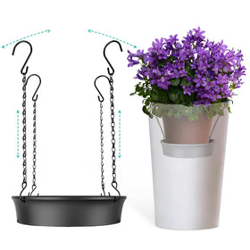 Cobsili adjustable planter insert with chain and hooks, reduces soil use in large pots.
