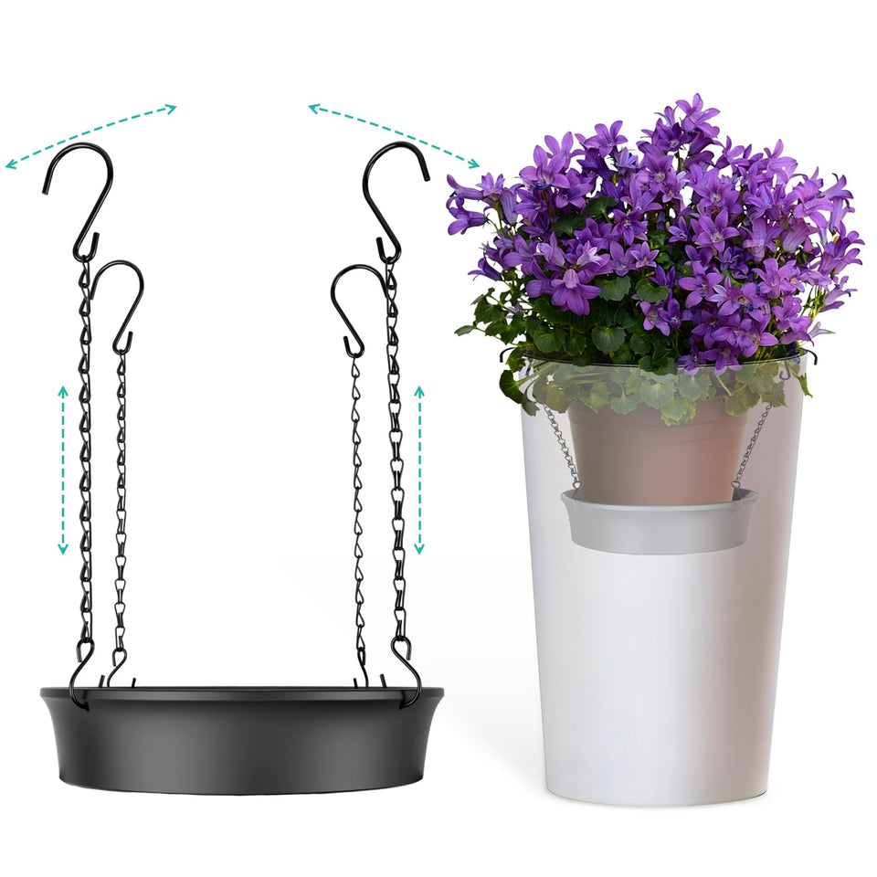 Cobsili adjustable planter insert with chain and hooks, reduces soil use in large pots.