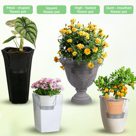 Cobsili planter riser with four hooks grips pot edges for stable support.
