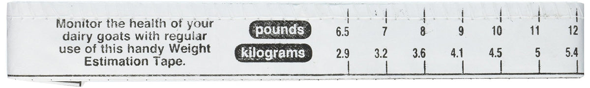 Coburn Dairy Goat Weigh Tape closeup highlighting durable vinyl for easy herd weight tracking.