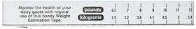 Coburn Dairy Goat Weigh Tape closeup highlighting durable vinyl for easy herd weight tracking.