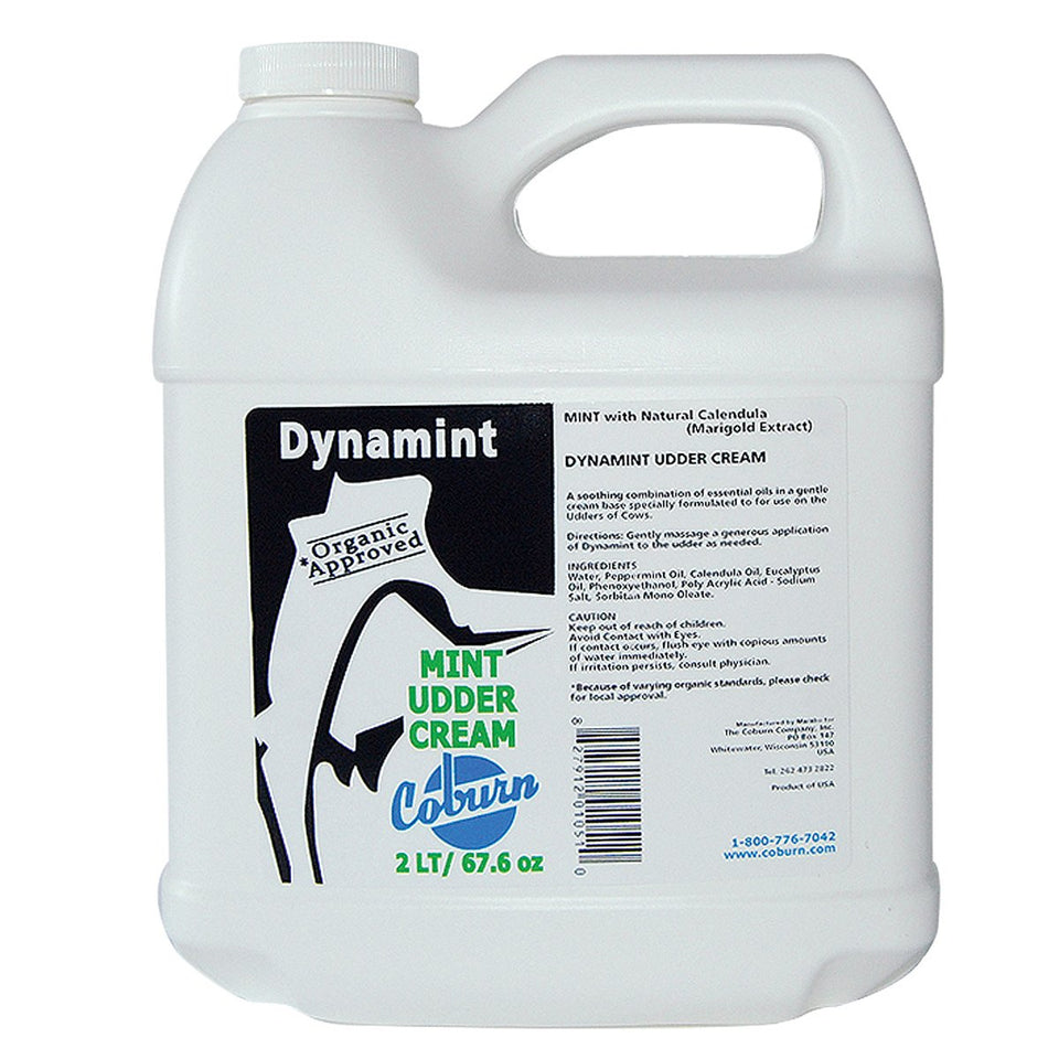 Coburn Dynamint Udder Cream bottle with non-greasy formula for udder care and potential reduction of issues