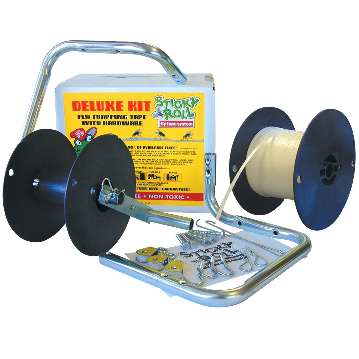 Coburn Sticky Roll Fly Tape 1000' Deluxe Kit with hardware for easy, chemical-free insect control.
