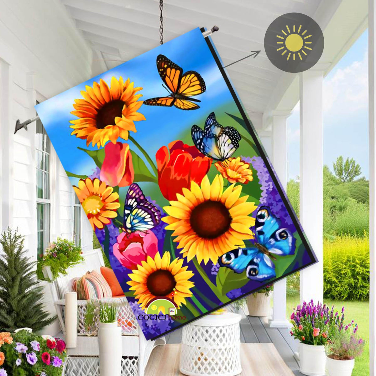 COCJCJ large garden flag sunflowers on both sides for clear outdoor welcome.