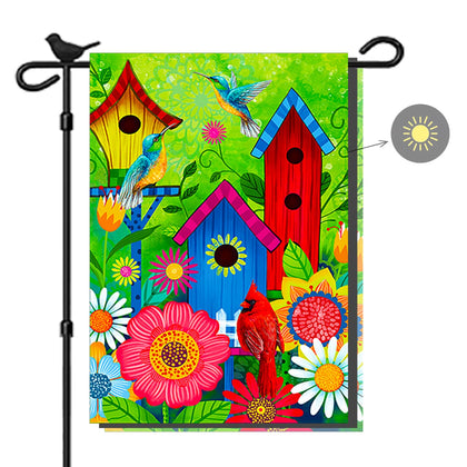 COCJCJ hummingbirds garden flag, double-sided readability for outdoors.
