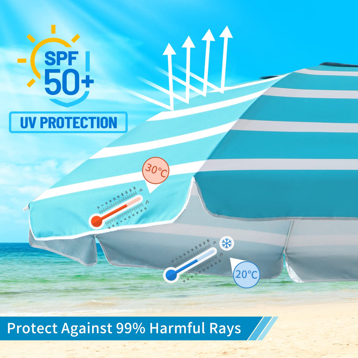 Coclothy Beach Umbrella foldable table provides a convenient surface