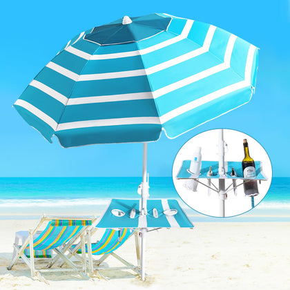 Coclothy Beach Umbrella with sand anchor stabilizes on windy beaches
