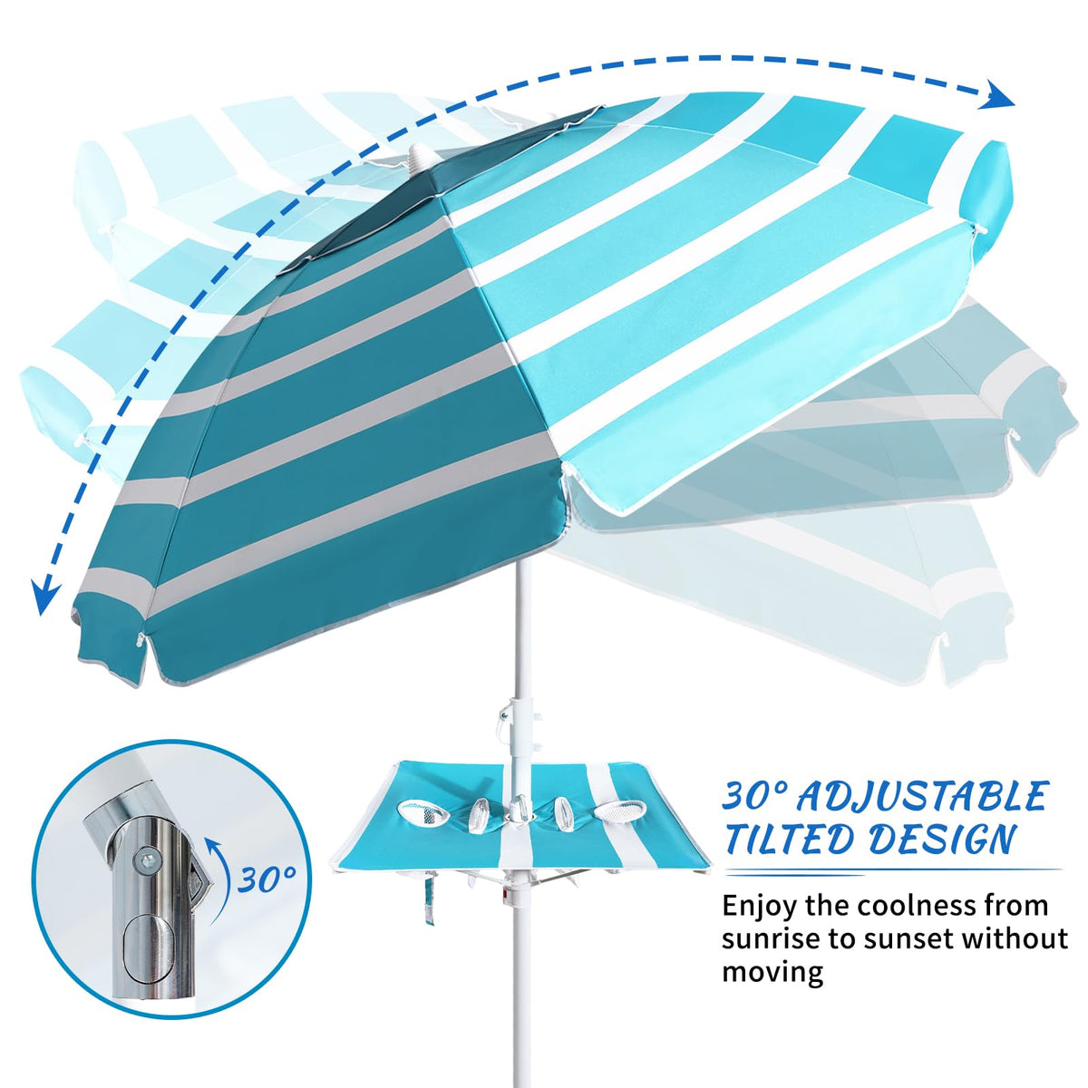 Coclothy Beach Umbrella UPF 50+ fabric blocks UV rays