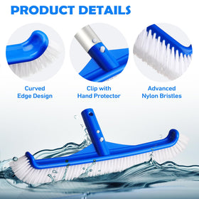 Coclothy pool brush curved ends design enables corner scrubbing