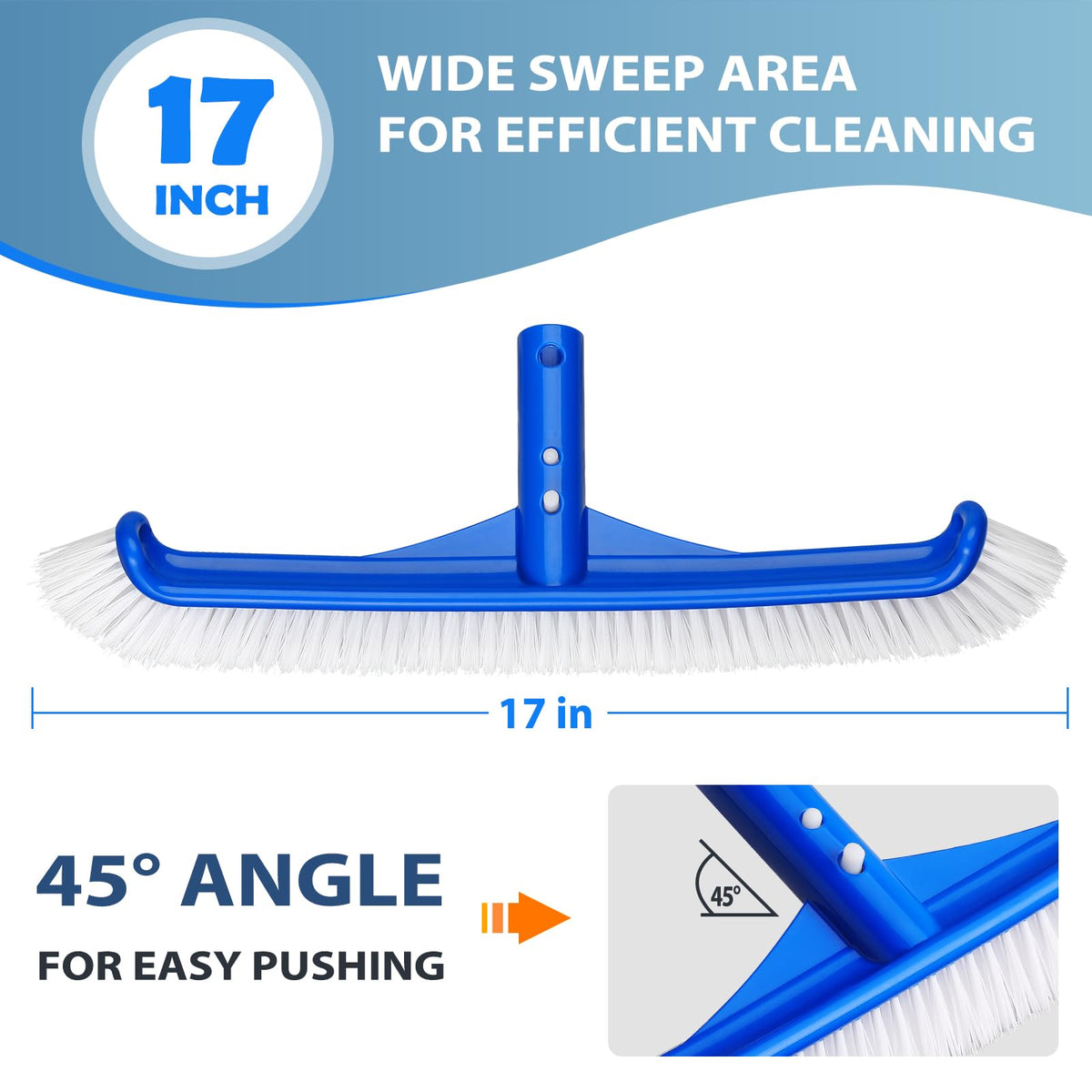 Coclothy pool brush high-density nylon bristles for durable scrubbing