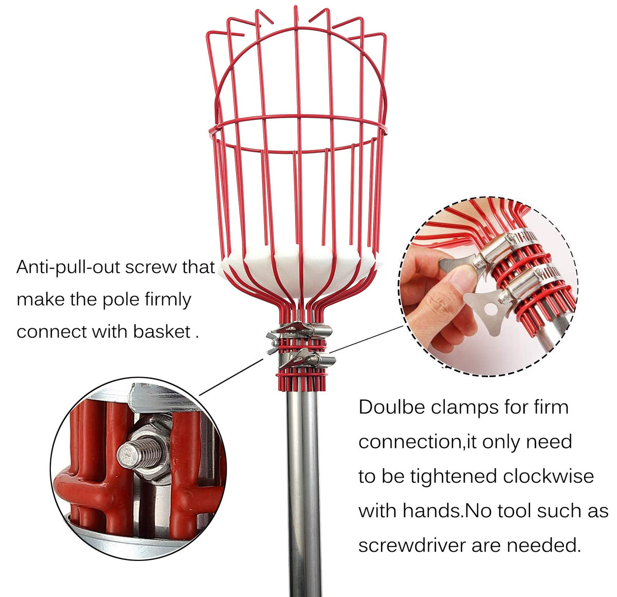 COCONUT extendable pole sections allow length customization for varied trees.