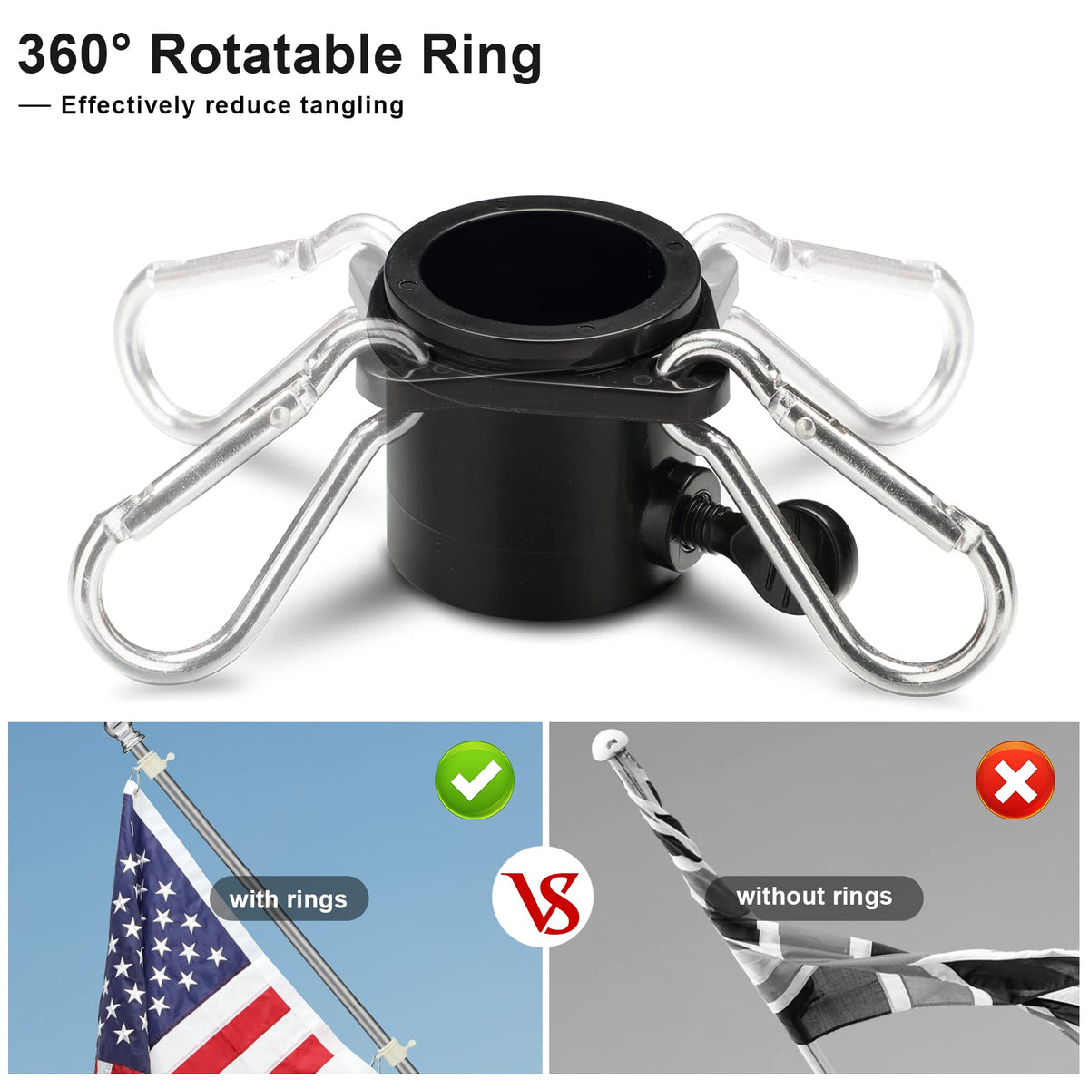 COCONUT black finish flag pole with polished top finials.