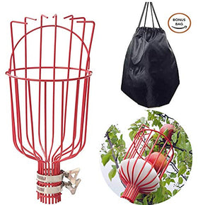 COCONUT fruit-picker basket with soft-foam pad protects fruit during harvest.