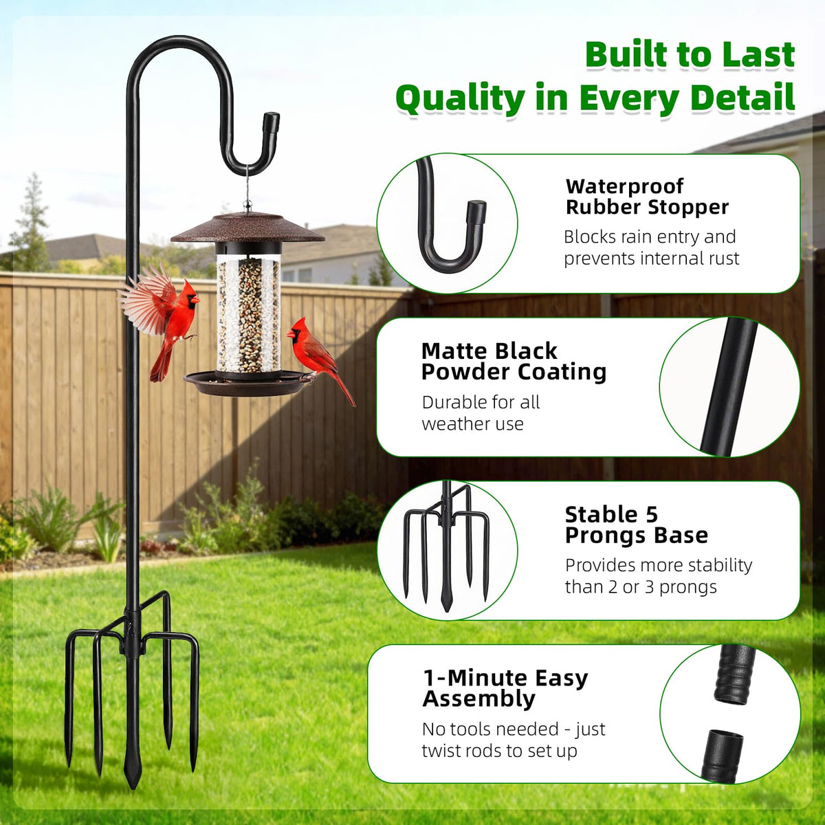 COCONUT height-adjustable shepherds hook enables quick garden reconfiguration