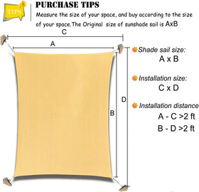 COCONUT shade sail with corner D-rings for secure mounting.