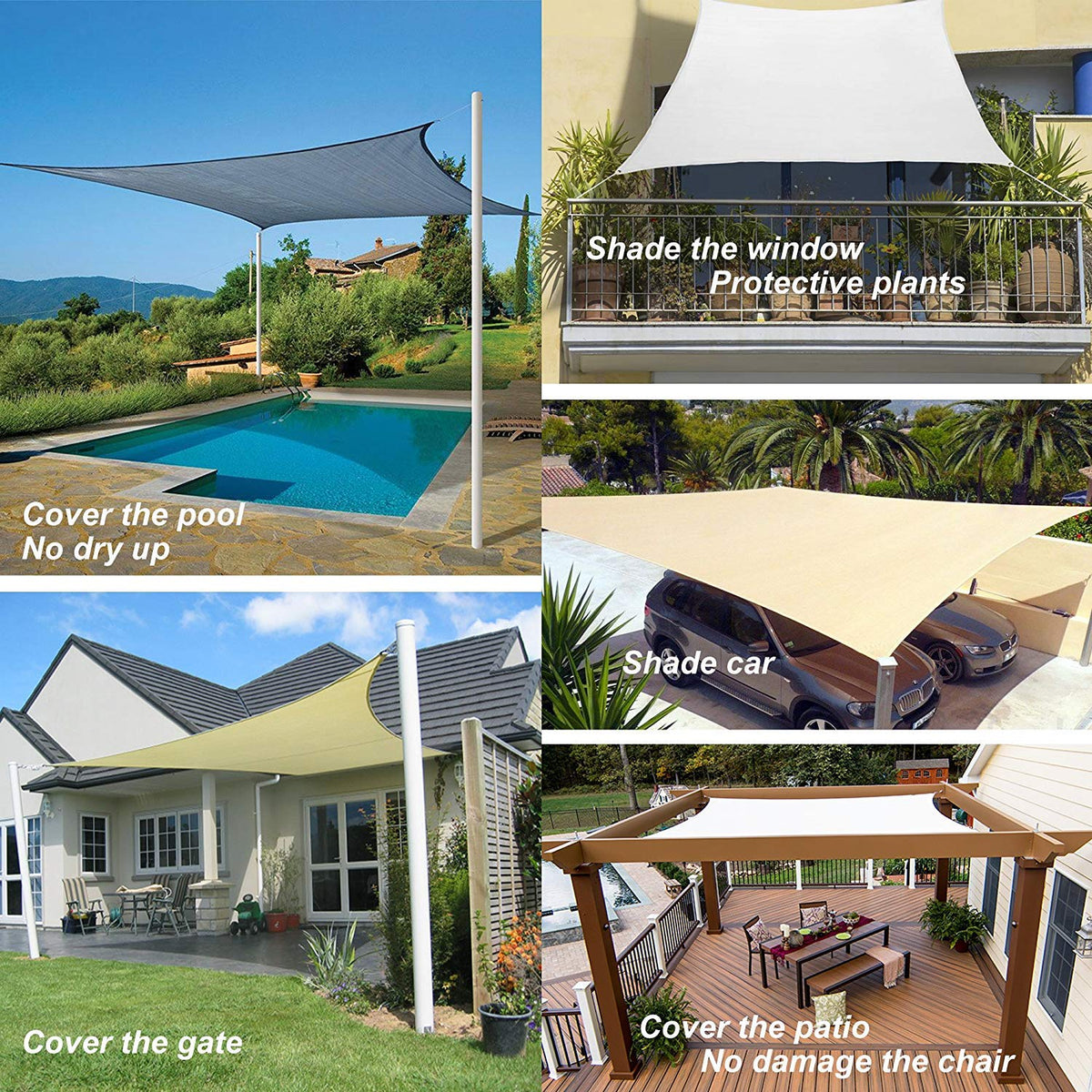 COCONUT rectangle sun shade sail multipurpose use for patio, garden, or carport.