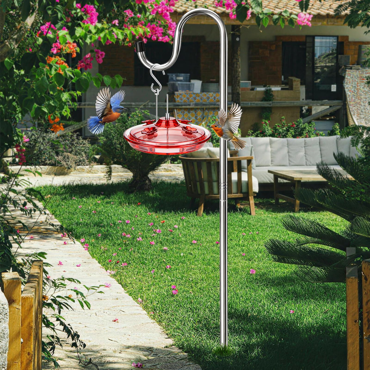 COCONUT Shepherds Hook highlights the 5-prong base for extra stability outdoors
