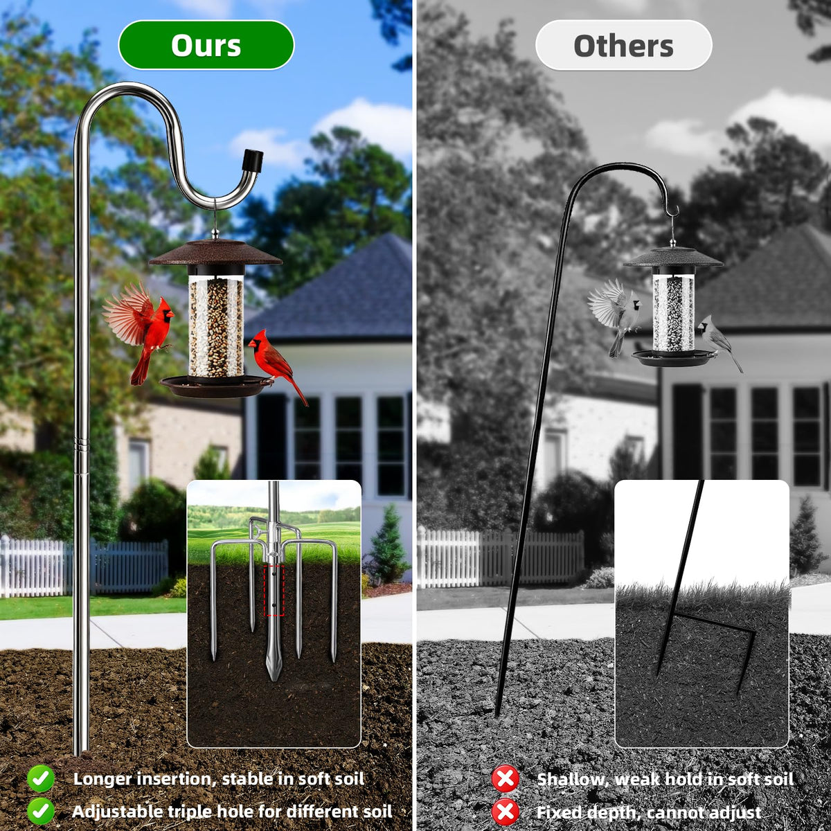 COCONUT Shepherds Hook in rust-free stainless steel for long-lasting use