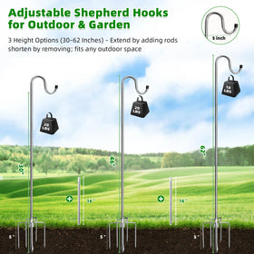 COCONUT Shepherds Hook with plant hanger for garden decor
