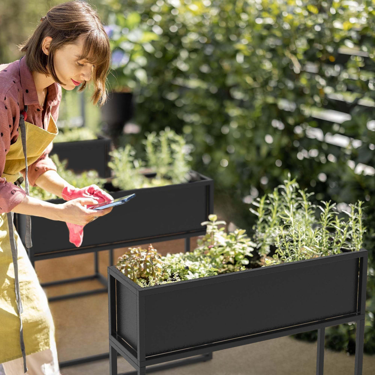 Cocoyard rectangular tall planter designed for compact spaces